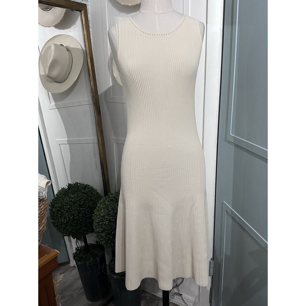 GUCCI A Line Ribbed Sweater Set Sleeveless Dress Size XS Beige - Picture 2 of 13